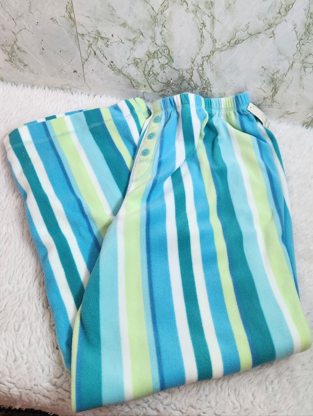 Adonna Blue Stripe Soft Fleece Pajama Pants